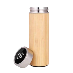 Thermos Bamboo Bottle with temperature display