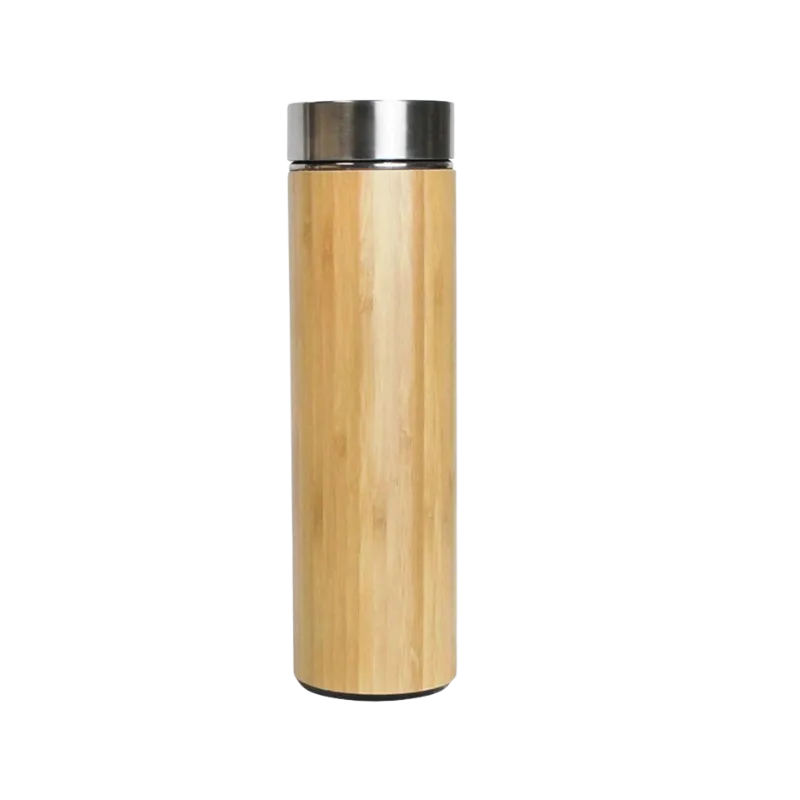 Thermos Bamboo Bottle with temperature display